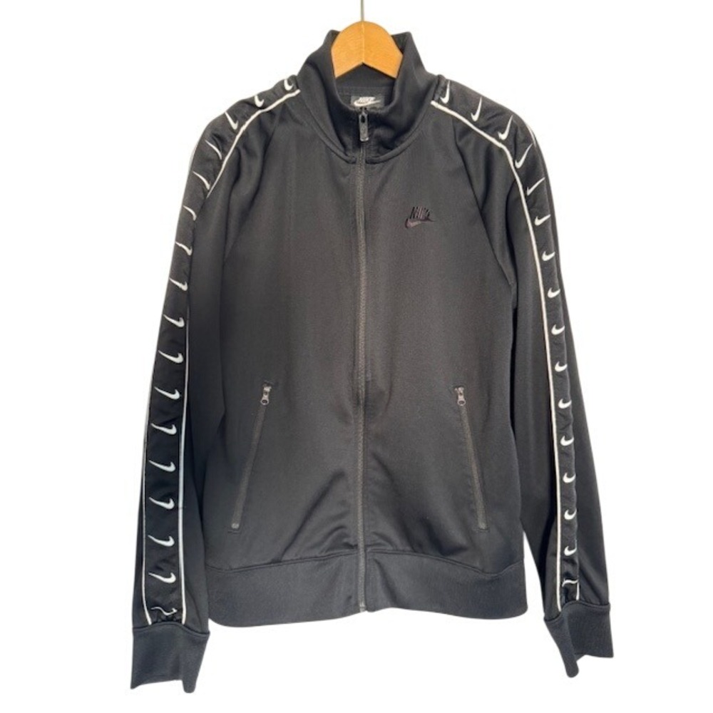 Nike Sportswear Track Jacket Black Swoosh Tape Full‎ Zip Athletic - Size S